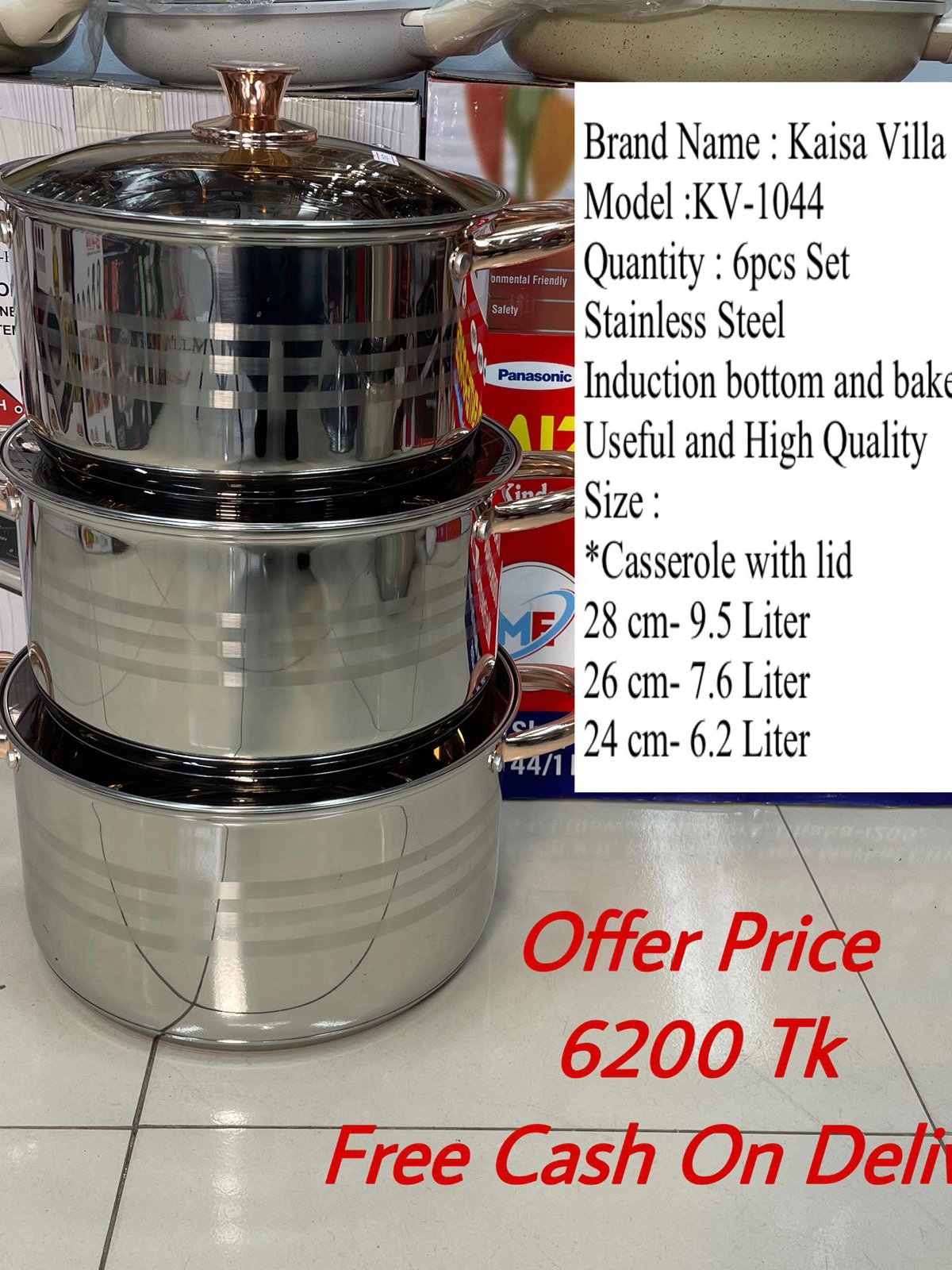 6 Pcs Stainless Steel Casserole Set