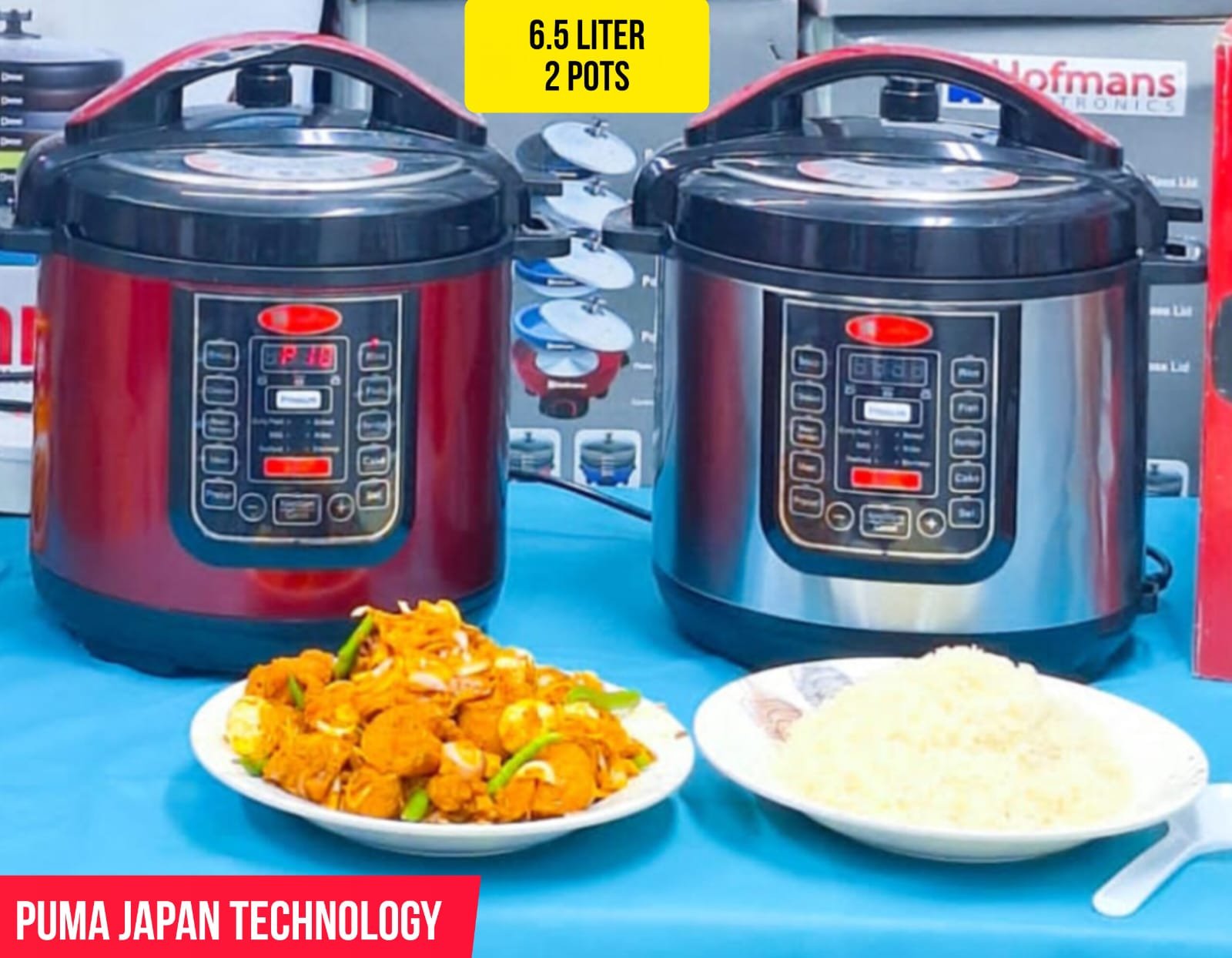 Fuma Japan Tecnology 2POTS Electric Multifunction Pressure Cooker 6.5L Capacity, 1200W, Model-FEPC- 6.5DD, Best Quality & Best Price.